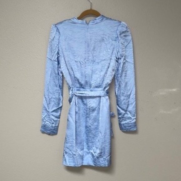 SALONI NWT 100% Silk Baby Blue Wrap Dress (4) - Picture 2 of 4